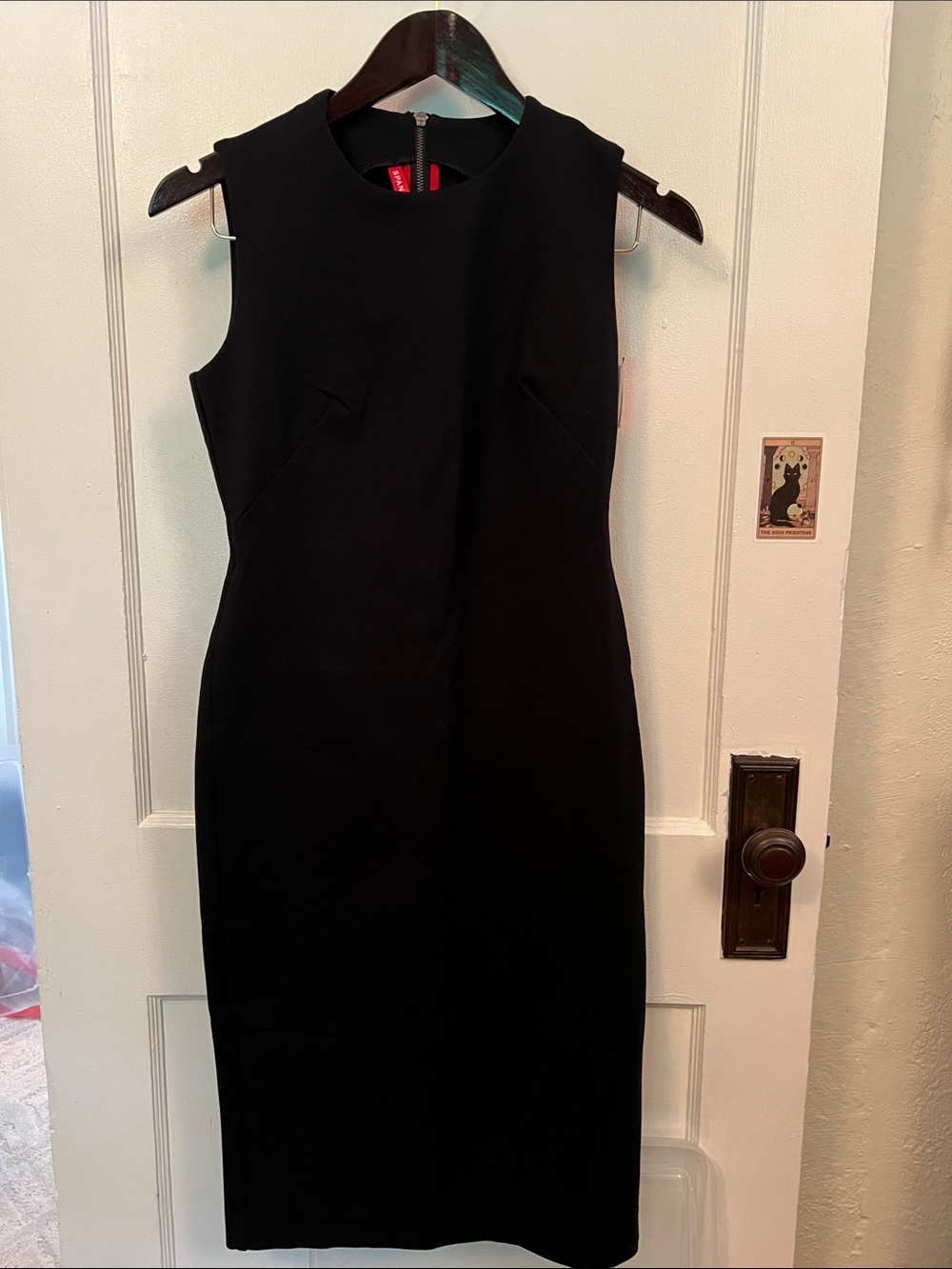 SPANX Black Sleeveless Midi Sheath Dress